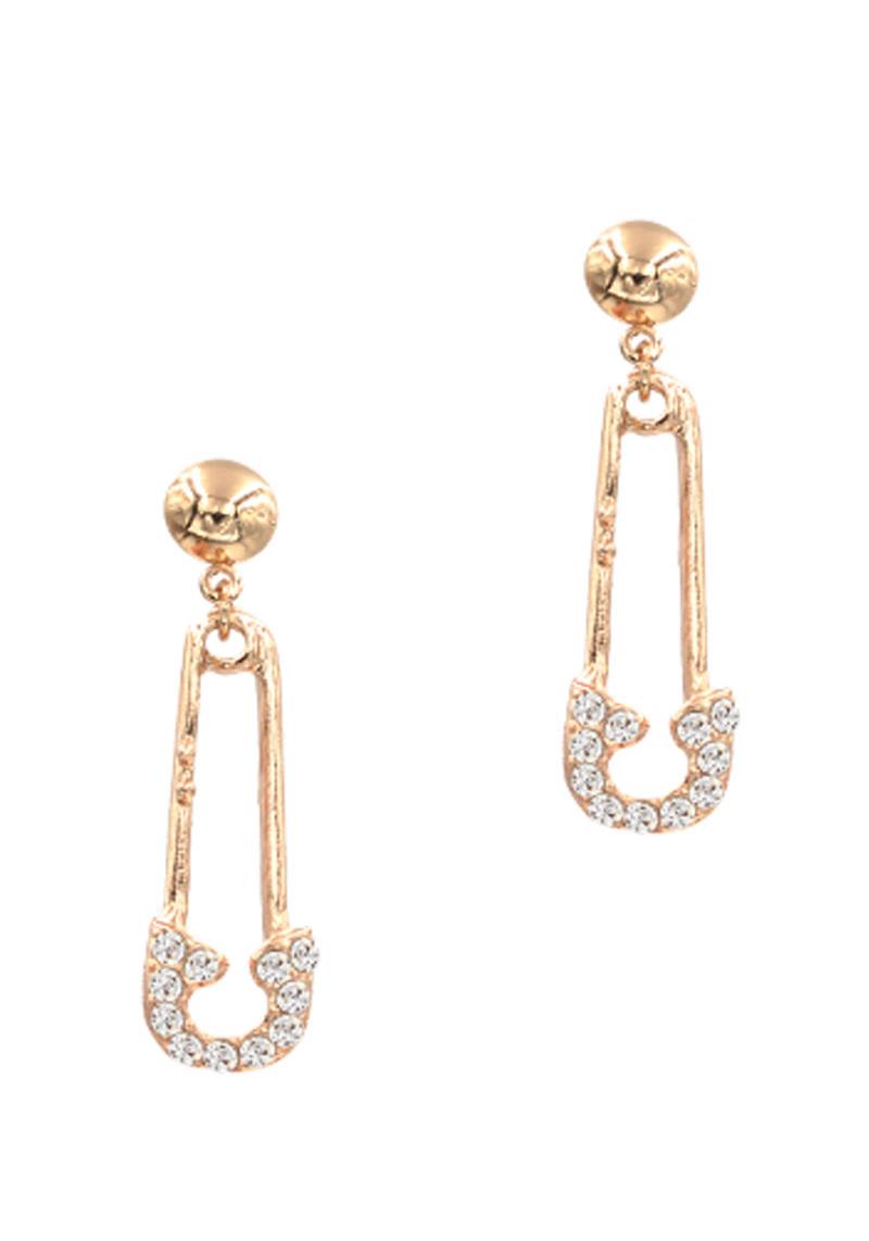 METAL CLOTHING PIN DANGLE EARRING