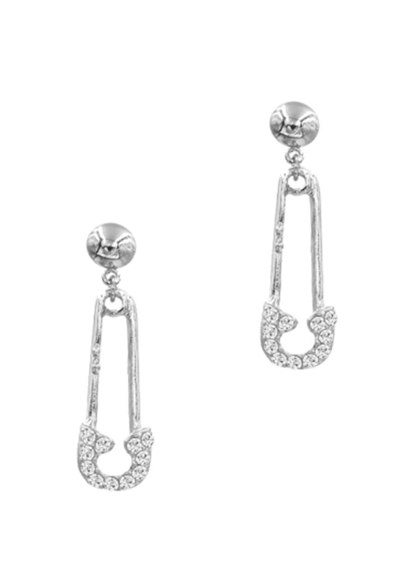 METAL CLOTHING PIN DANGLE EARRING