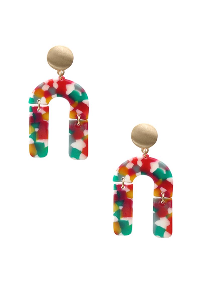 STYLISH MULTI COLOR DESIGN CURVED EARRING
