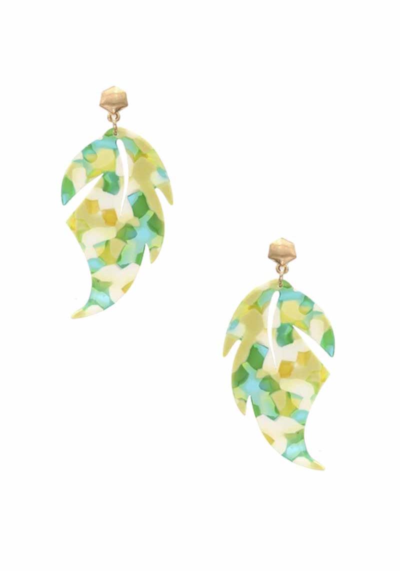 ACETATE LEAVES DANGLE EARRING