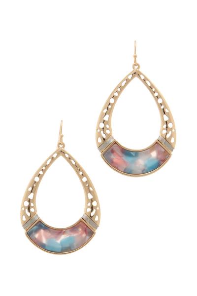 ACETATE TEARDROP SHAPE DROP EARRING