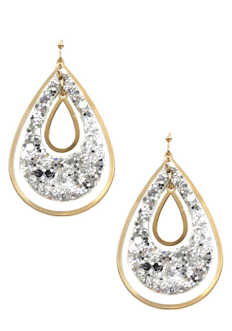 GLITTER TEARDROP DANGLE EARRING