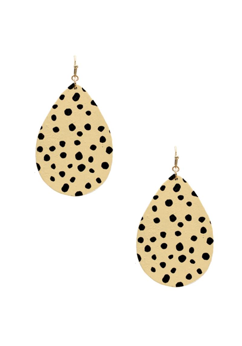 CHEETAH PRINT TEARDROP DANGLE EARRING