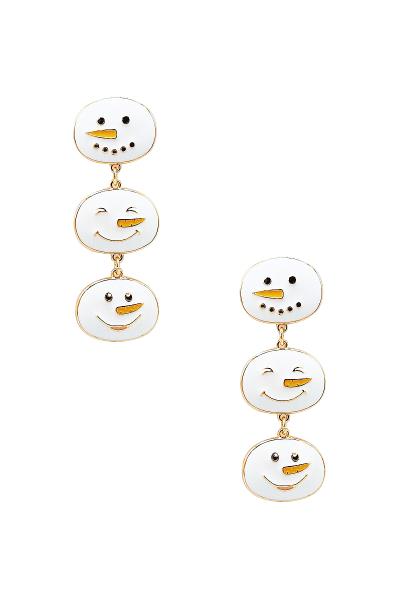 TRIPLE SNOWMAN FACE DROP EARRING