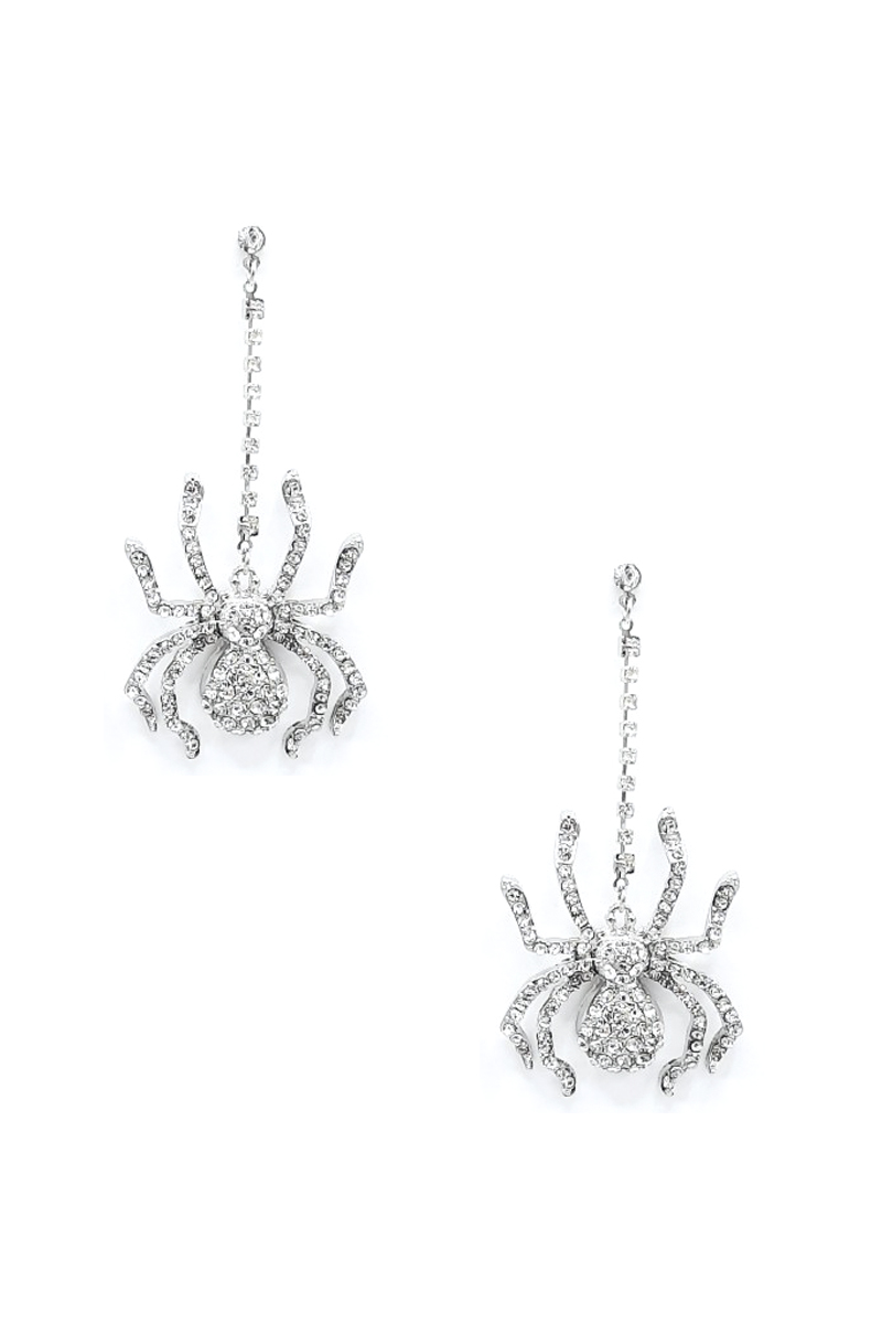 RHINESTONE SPIDER DANGLE EARRING