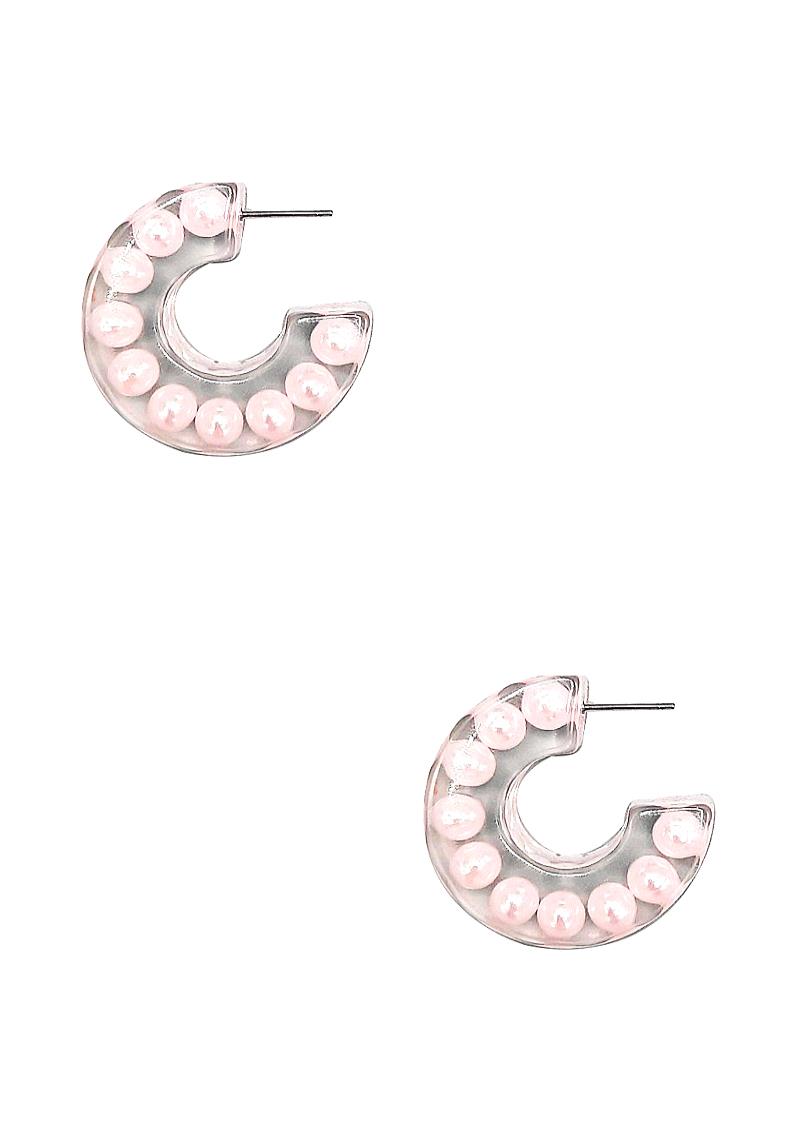 FASHION CLEAR PEARL OPEN POST CIRCLE EARRING