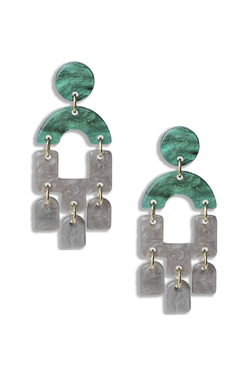 FASHION ACETATE GEOMETRIC DANGLE EARRING