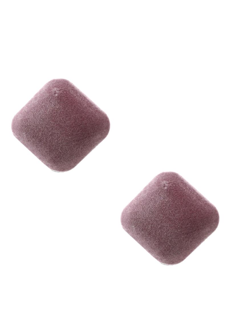 VELVET RHOMBUS SHAPE POST EARRING