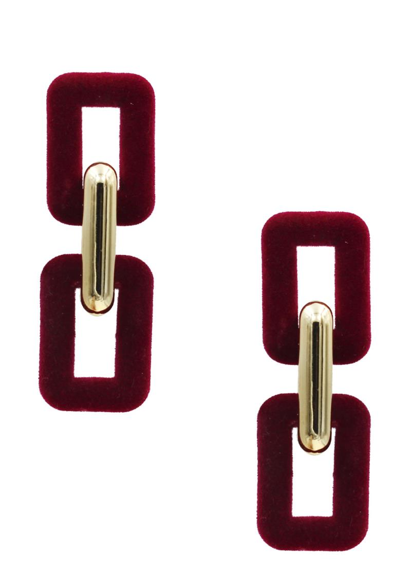 VELVET DOUBLE RECTANGLE DANGLE EARRING