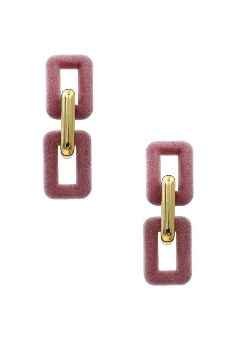 VELVET DOUBLE RECTANGLE DANGLE EARRING