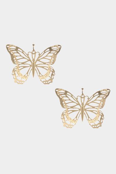 METAL BUTTERFLY DANGLE EARRING