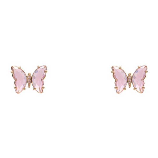 COLOR CLEAR BUTTERFLY STUD EARRING