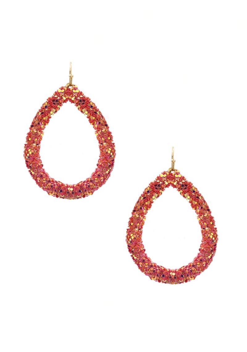 TEARDROP GLITTER HOOK EARRING