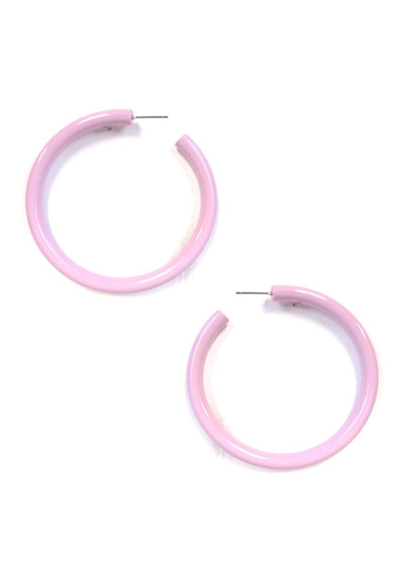 MODERN GLOSSY SEMI LARGE OPEN CUT HOOP EARRING