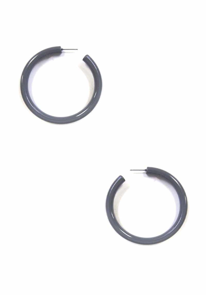 MODERN GLOSSY SEMI LARGE OPEN CUT HOOP EARRING