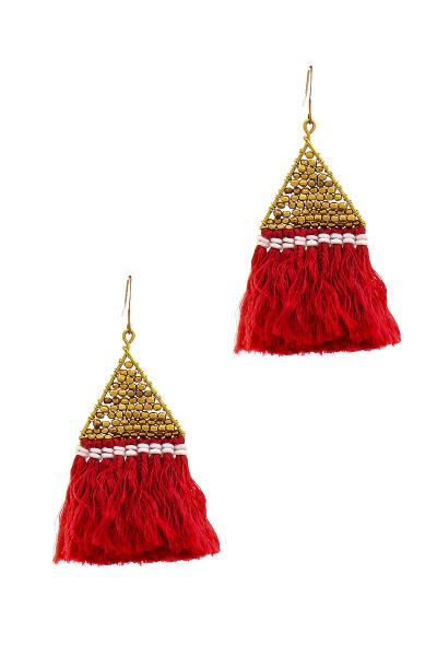 STYLISH TRIANGLE AND TASSEL DROP EARRING