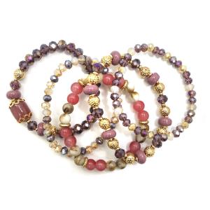 STRAND STRETCH GLASS & WOOD BRACELET SET