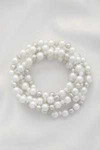 PEARL METAL BALL STERTCH BRACELET SET
