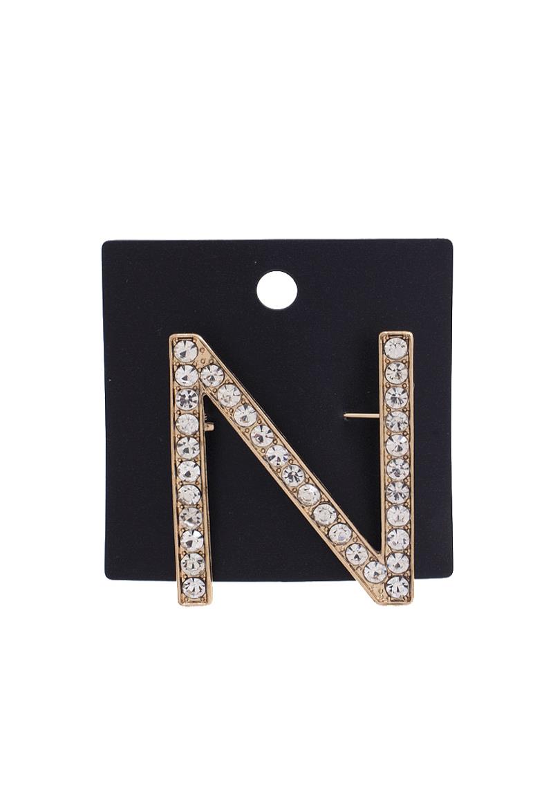 INITIAL RHINESTONE BROOCH