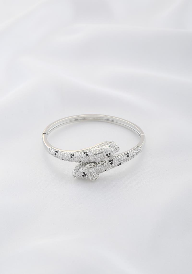 2 PANTHER STAINLESS STEEL BANGLE BRACELET