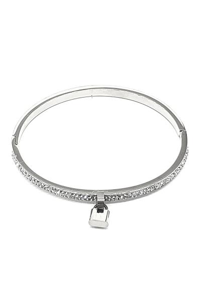 METAL RHINESTONE LOCK HINGE BRACELET