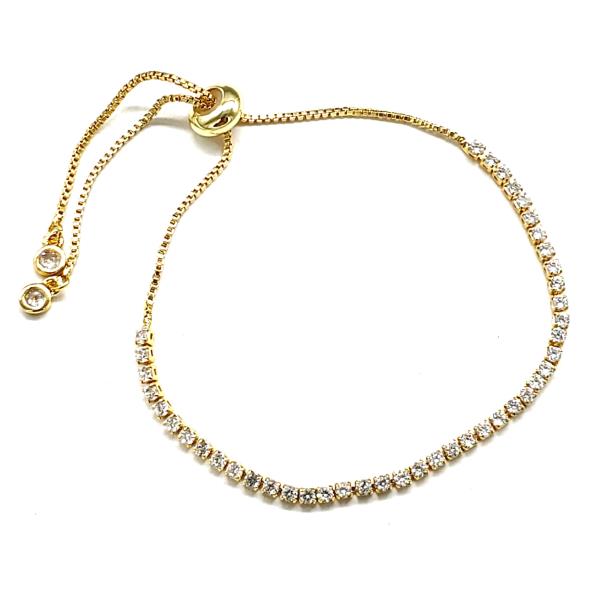 RHINESTONE 1 LINE METAL CHAIN ADJUST BRACELET