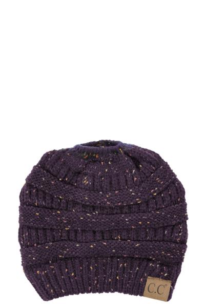 RIBBED CONFETTI KNIT BEANIE TAIL CC HAT