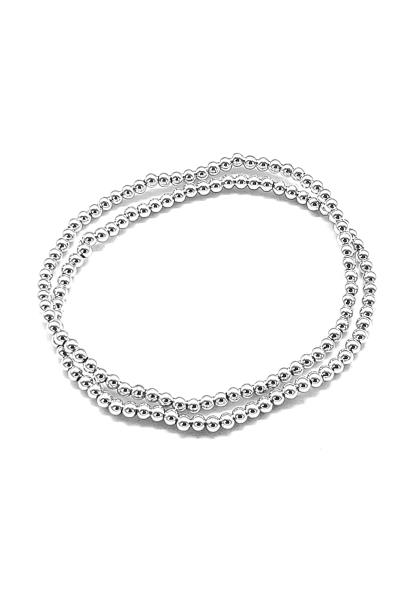 METAL BALL BEAD STERTCH BRACELET 2 PC SET