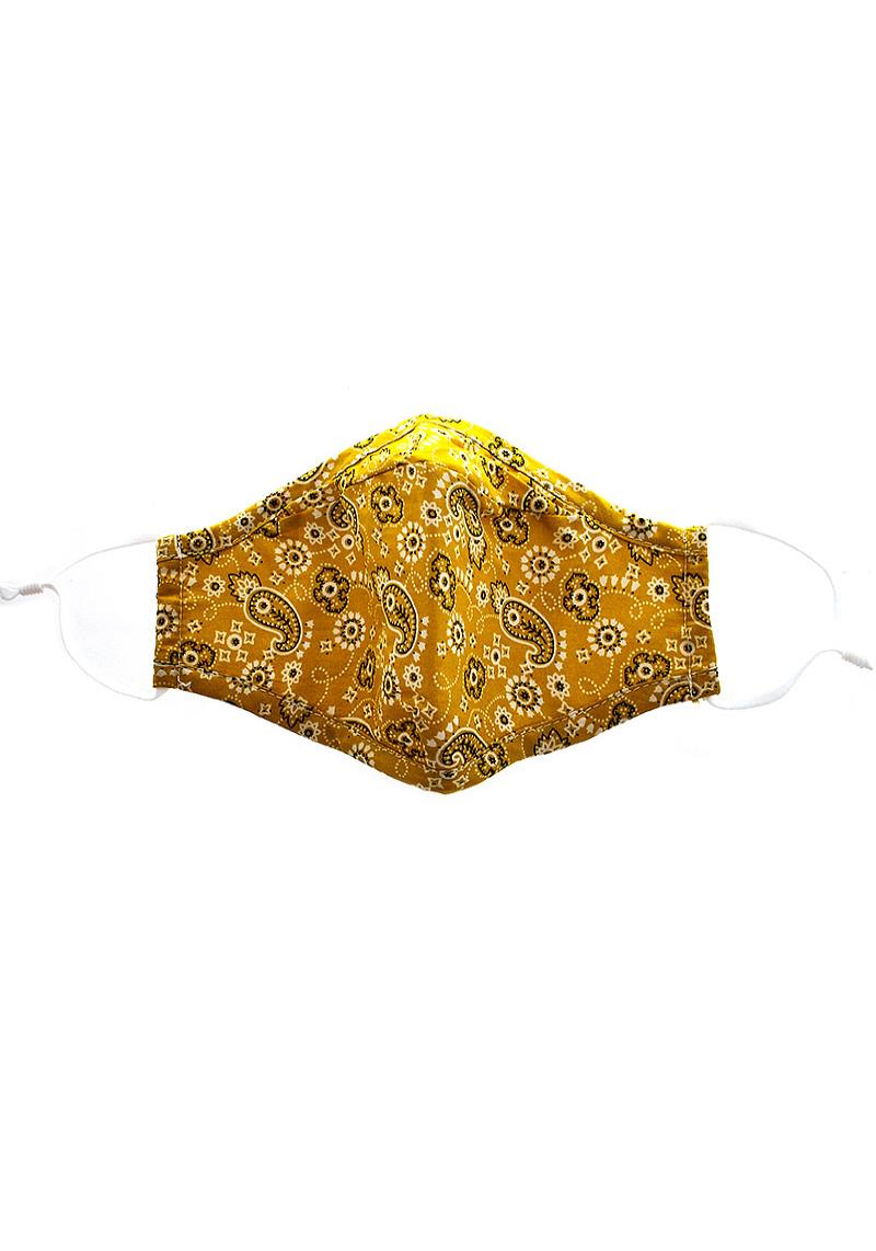 CUTE PAISLEY PRINT YELLOW 3D FIT FACE MASK WITH FILTER POCKET