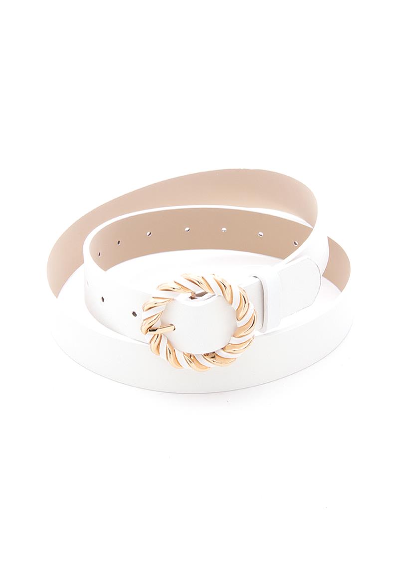 PLAIN METAL SWIRL DESIGN BUCKLE BELT