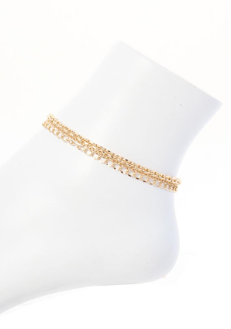 LAYERED MULTI METAL CHAIN ANKLET
