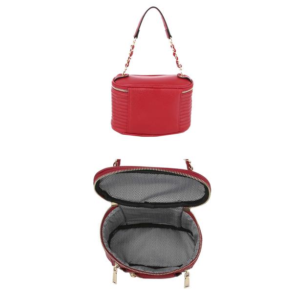 FASHION LEATHER JACKET DESIGN ZIPPER ROUND HANDLE SHOULDER BAG