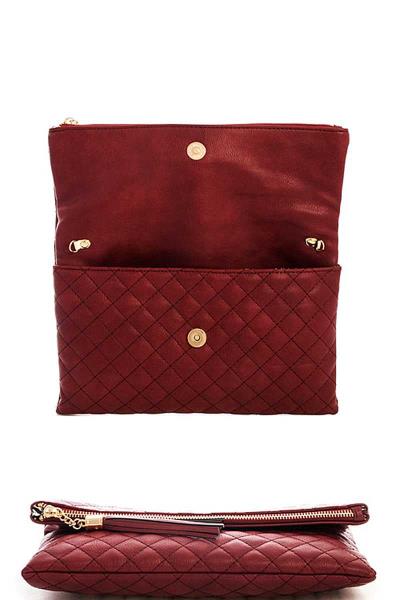 Designer Stitch Foldover Princess Clutch with Chain