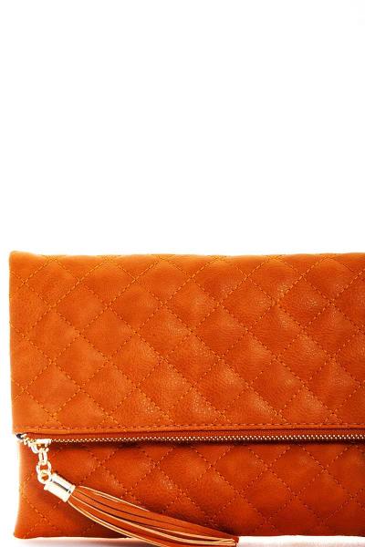 Designer Stitch Foldover Princess Clutch with Chain