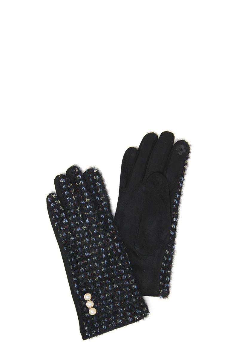 TWEED PEARL BOTTON SMART TOUCH GLOVES