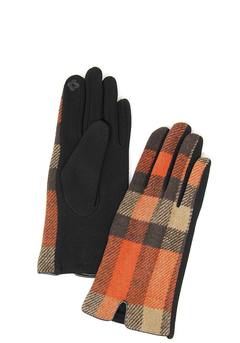 MODERN SMOOTH TEXTURED PLAID GLOVES