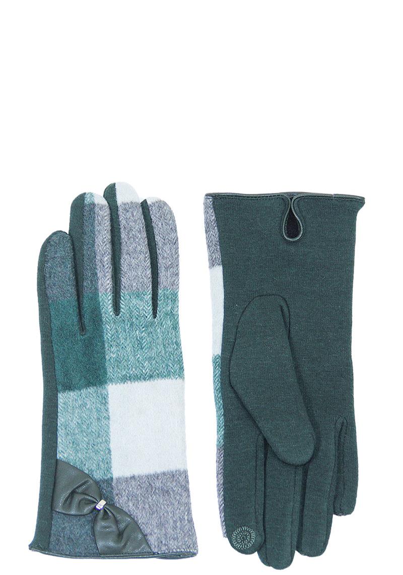 FASHION RIBBON ACCENT PLAID SMART GLOVE