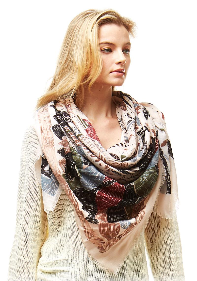 FLOWER SKETCH PRINT SQUARE SCARF 
