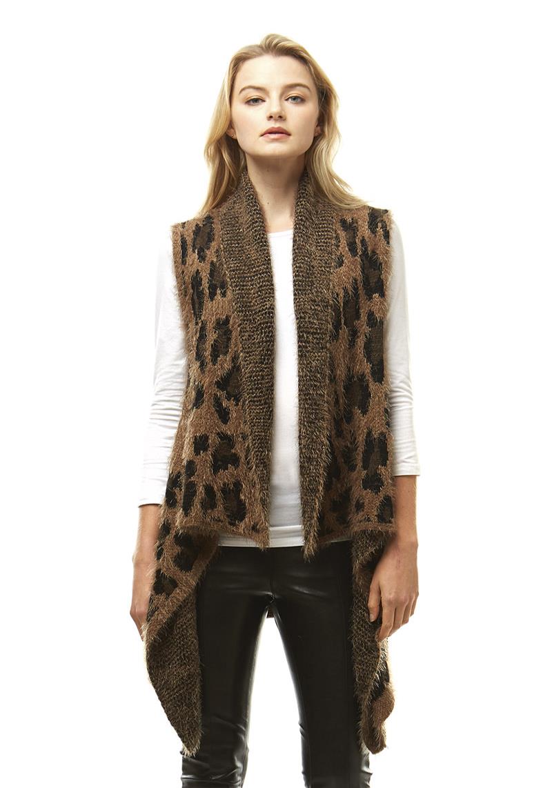 FUZZY LEOPARD PATTERN VEST