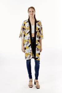 TROPICAL PRINT HALF SLEEVE KIMONO COVER UP KIMONO