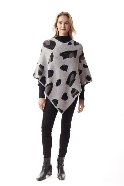 FASHION LEOPARD KNIT PONCHO