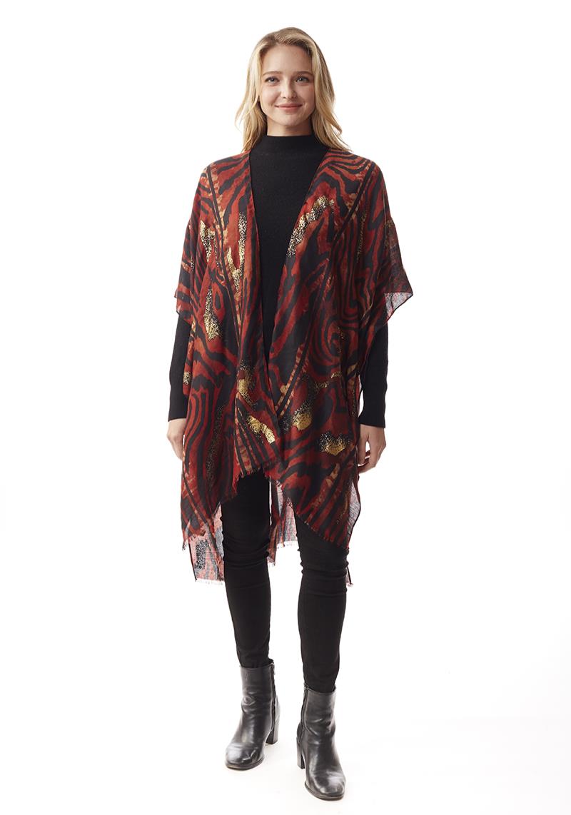 ZEBRA MESH OPEN FRONT KIMONO