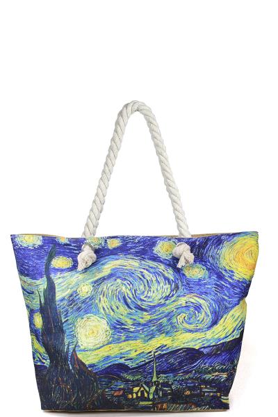 THE STARRY NIGHT BY VINCENT VAN GOGH BEACH TOTE BAG