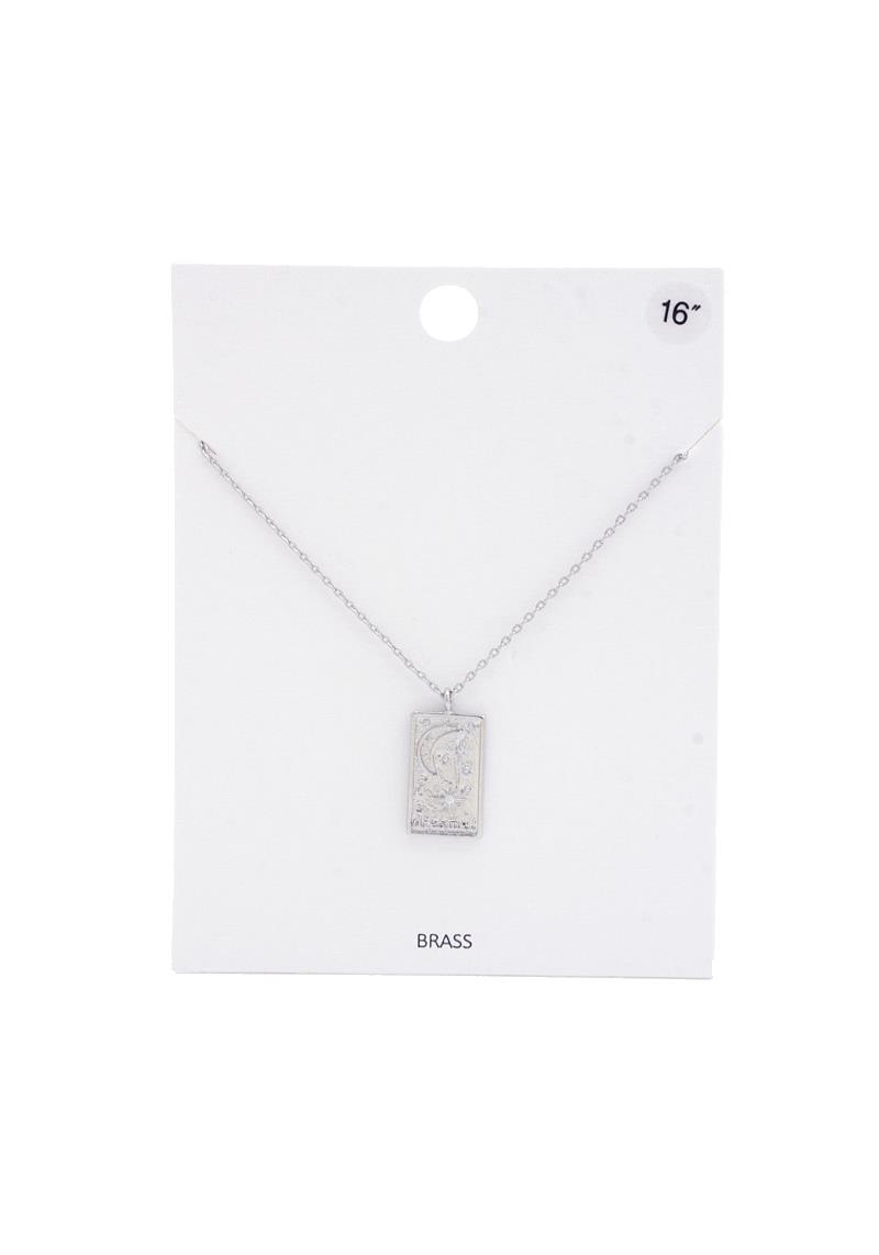 MOON STAR RECTANGLE PENDANT NECKLACE