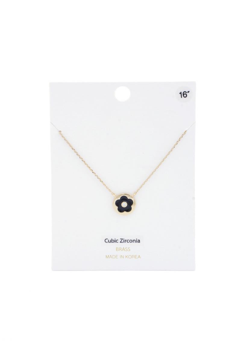 ROUND FLOWER CHARM NECKLACE