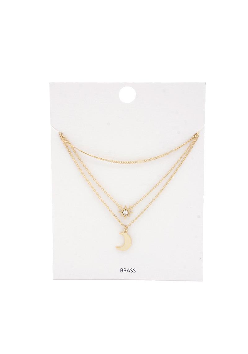 MOON PENDANT LAYERED NECKLACE