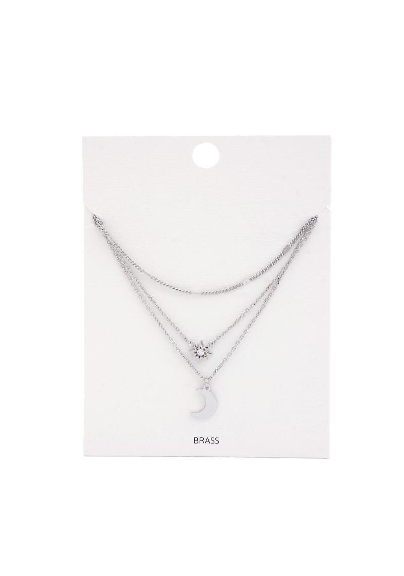 MOON PENDANT LAYERED NECKLACE
