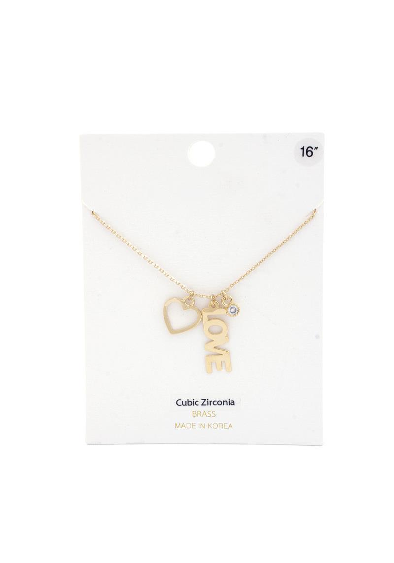 HEART LOVE CUBIC ZIRCONIA CHARM NECKLACE