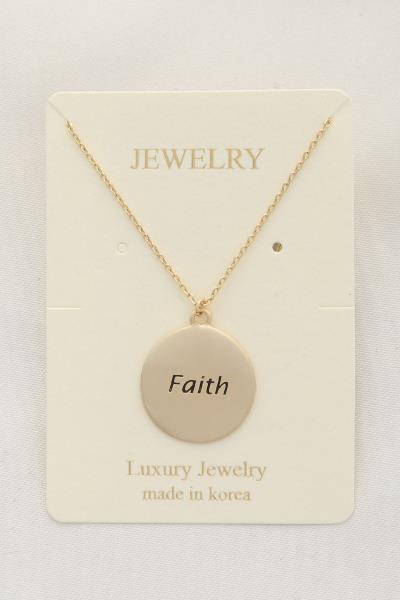 FAITH METAL DISC PENDANT NECKLACE