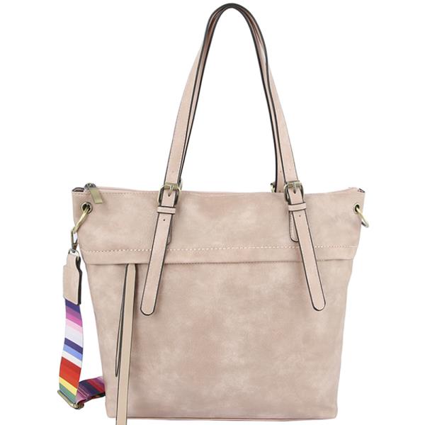 FASHION PLAIN TOTE BAG WITH DESIGN GUITAR STRAP
